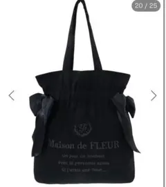 Maison de FLEUR ダブルリボントートバッグ 黒 ブラック