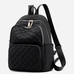 キルティング リュック レディース ナイロン 軽量 防水 おしゃれ 多機能　黒