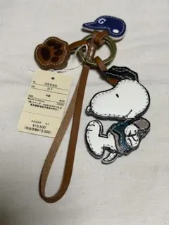【新品】genten レザーチャーム スヌーピー 野球