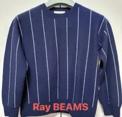 Ray BEAMS ネイビー ストライプ 長袖セーター