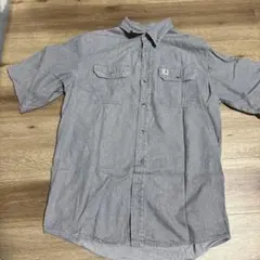 希少 90s カーハート carhartt ワンポイントロゴ 半袖グレーシャツのサムネイル