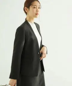 ロペピクニック　360°ウルトラストレッチ　ノーラペルジャケット　ブラック