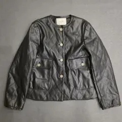 SLOBE IENA　フェイクレザー キルティング ブルゾン