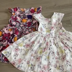 プチバトー　花柄 半袖ワンピース 120 2枚セット