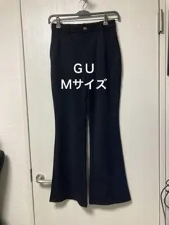 黒 フレアパンツ サイドポケット付き　ＧＵ黒フレアパンツ 黒Ｍサイズ