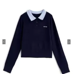 【新品・タグ付き‼️】GRL ダブルカラーロゴ刺繍ポロニットトップス tu1845