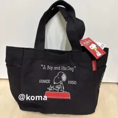 スヌーピー　帆布トートバッグ　サイドポケット付き