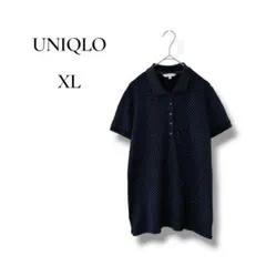 UNIQLO ユニクロ　メンズ　半袖ポロシャツ　ドット柄　ネイビー　XLサイズ