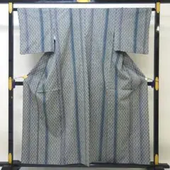 □E6690□美品□木綿□紺碧色 有松絞り 蜘蛛絞り 浴衣□丈156 裄65