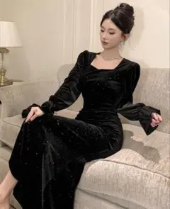 SHEIN ベアロドレス　スパンコール　パーティードレス お呼ばれ　ディナーのサムネイル