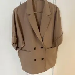 ベージュ ダブルブレスト テーラードジャケット ONEサイズ