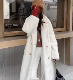 フェイクファー ロングコート L ふかふか