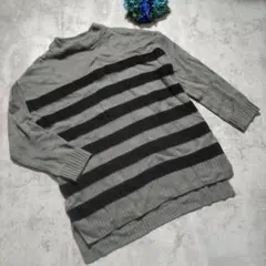 earth music&ecology　ニット　ボーダー　グレー　ブラック