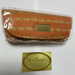 新品未使用　ジムトンプソン　象柄　タイシルク　メガネケース　オレンジ