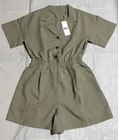 【新品未使用、タグ付き】ミニジャンプスーツ　半袖　オリーブ Sサイズ　レディース