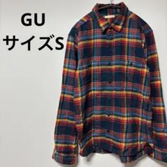 【美品】GU ジーユー フランネルチェックシャツ S ネルシャツ マルチカラー