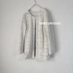 MERCURYDUO ノーカラー フェイクファー ロング ジャケット ふわふわ