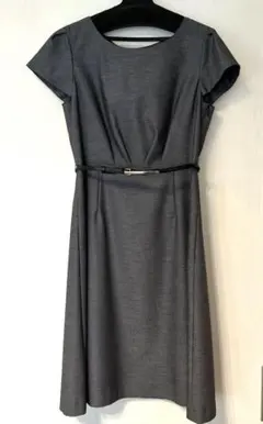 グレー 半袖 ワンピース ベルト付き　七五三　卒業式　入学式　通勤