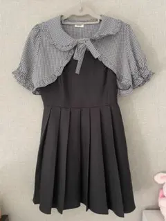 evelyn チェック柄襟 ミニワンピース 半袖