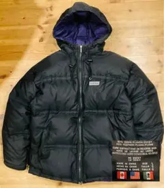 ダウン ジャケット 古着 90s adidas アディダス 黒 フード 紫 極暖