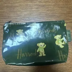 Harrods クマ柄ポーチ グリーン