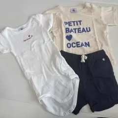 PETIT BATEAU ボディスーツ Tシャツ ショートパンツ セット 12m