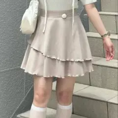 ナイスクラップ Olive ブラウン 茶色 パンツレイヤード フレアミニスカートのサムネイル