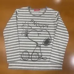 【SNOOPY】裏起毛 ボーダーロングTシャツ 150cm