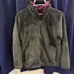 フリースジャケット フード付き グレー