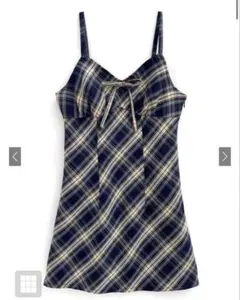 GRL チェック柄リボンキャミミニワンピース[dk1292]