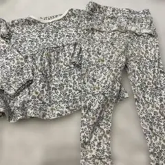 花柄フリル付きトップスとパンツセット　95 バースデイ　オーガニックコットン