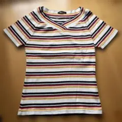 INGNI マルチボーダー リブ半袖ニット