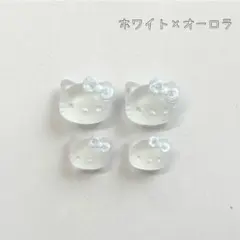 サンリオ日焼けキティネイルパーツマット水色オーロラホワイトリボンハートキラキラ