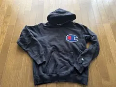 Champion ビッグロゴ ブラック パーカー