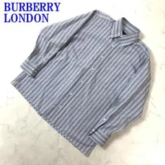 バーバリーロンドン 長袖シャツ 白 水色 コットン系 LL C4271