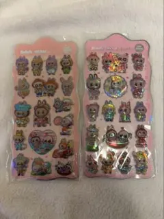 新品 ラブブ　ボンボンドロップシール オーロラシール ぷっくりシール 2枚