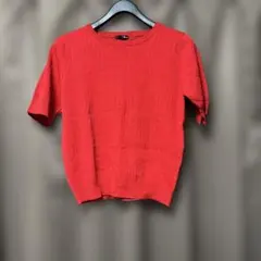 Ranan リブ編み 半袖ニット 赤