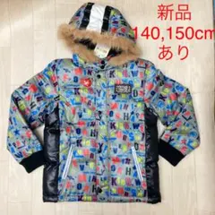 新品　ミニケー　ダウンジャケット　ラビットファー付き　グレー　150cm