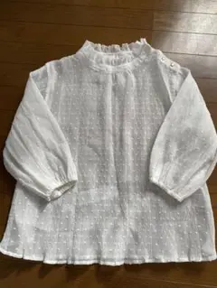 レース透け感ブラウス白