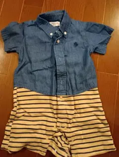 Polo Babyデニムストライプロンパース
