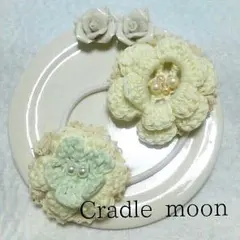 パステルカラーのお花のヘアゴム＊レモンライム