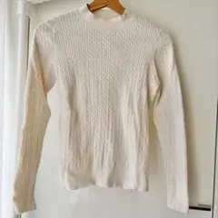 OPAQUE.CLIP オフ　白　ホワイト ケーブルニット セーター