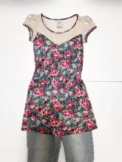 ⭐️ZARA TRAFALUC ⭐️Y2K 00s 花柄レース ワンピース Mのサムネイル