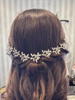 ラメ　シルバーリーフヘッドドレス