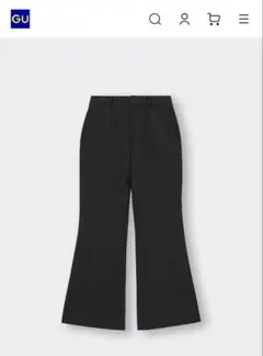 ブラック フレアパンツ サイドポケット付き GU