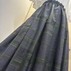 No.449 大島紬着物リメイク6枚剥１２本タックスカート　７マルキ