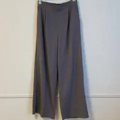 美品 ehka söpö グレー ハイウエスト ワイドパンツ タック入り 古着