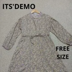 ●ITS'DEMO 花柄ワンピース　長袖ワンピース　上品　ピンク