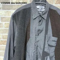 名作　コムデギャルソンシャツ M 切替 ウール パッチワーク シャツ 仏製のサムネイル