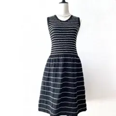 【極美品】ヒロコビス ボーダー切替ワンピース 9号 着痩せ 春夏 洗える